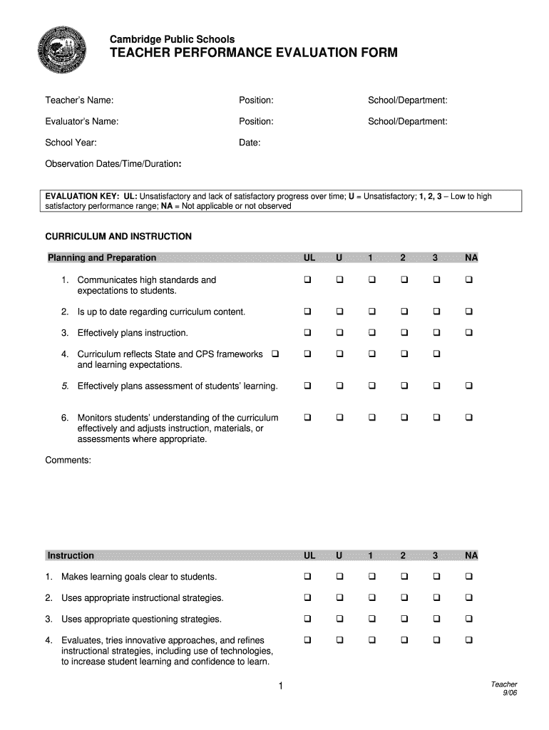 Detail Teacher Appraisal Template Nomer 10