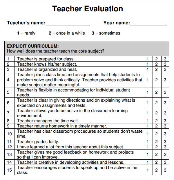 Detail Teacher Appraisal Template Nomer 3