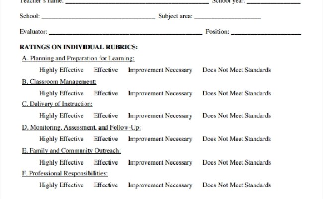 Detail Teacher Appraisal Template Nomer 22