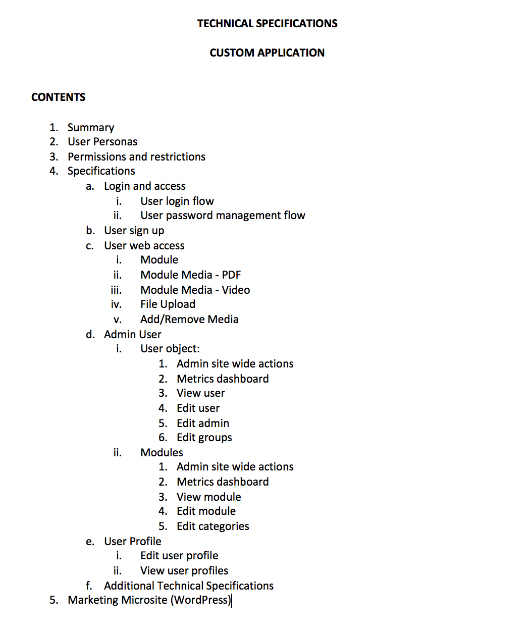 Detail Technical Specification Template Nomer 21