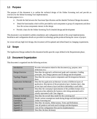 Detail Technical Specification Template Nomer 34