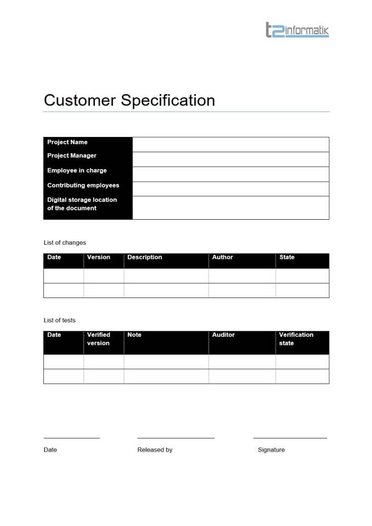 Detail Technical Specification Template Nomer 45