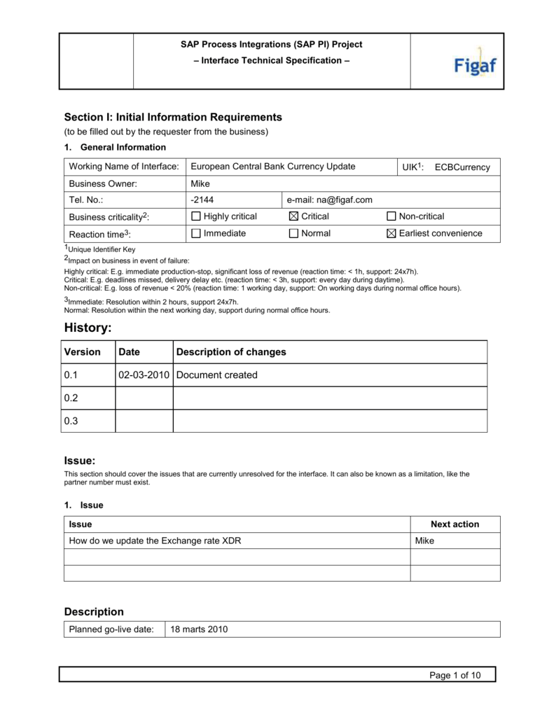 Detail Technical Specification Template Nomer 9