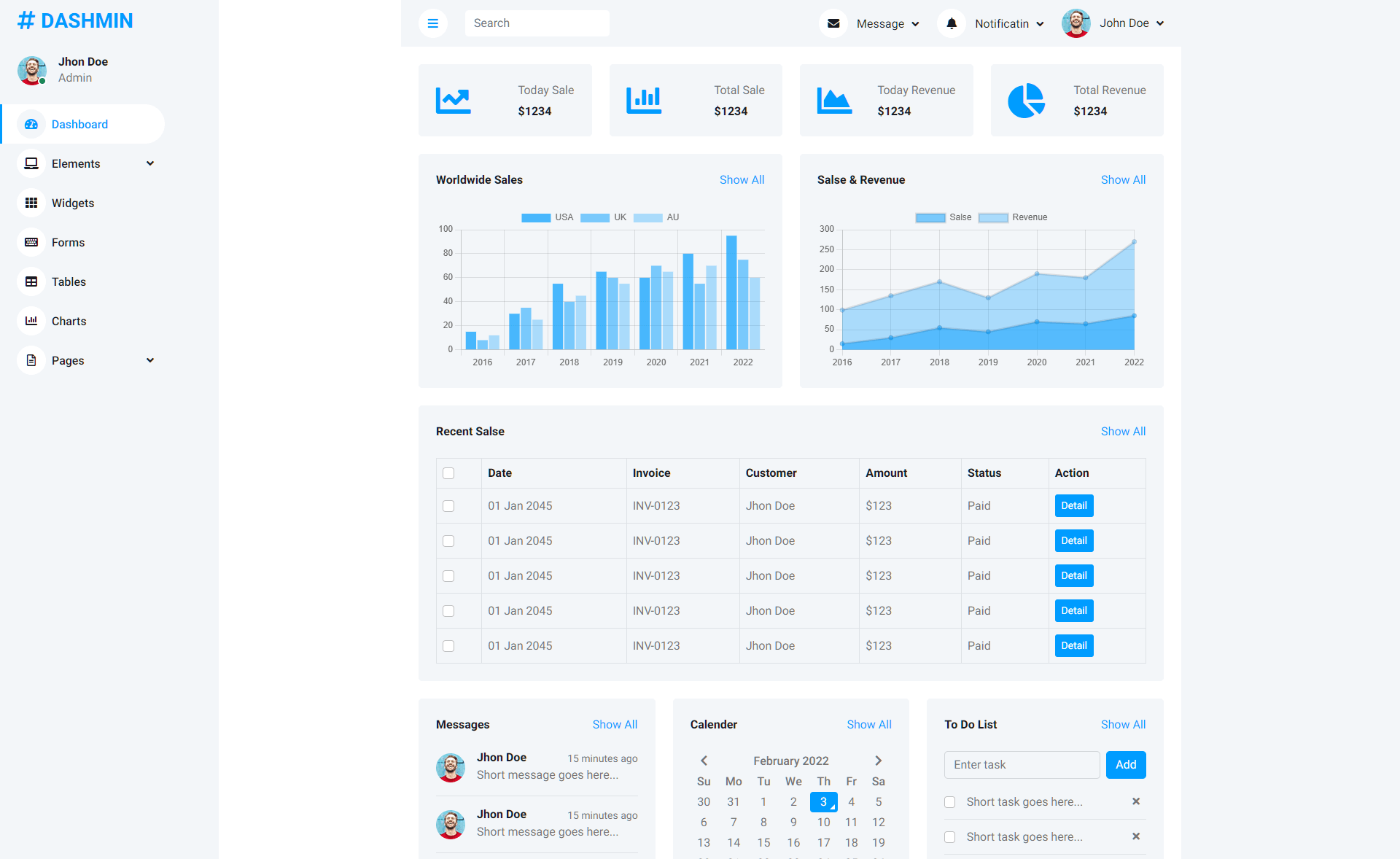 Detail Template Admin Bootstrap Premium Nomer 33