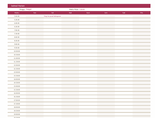 Detail Template Agenda Harian Nomer 7