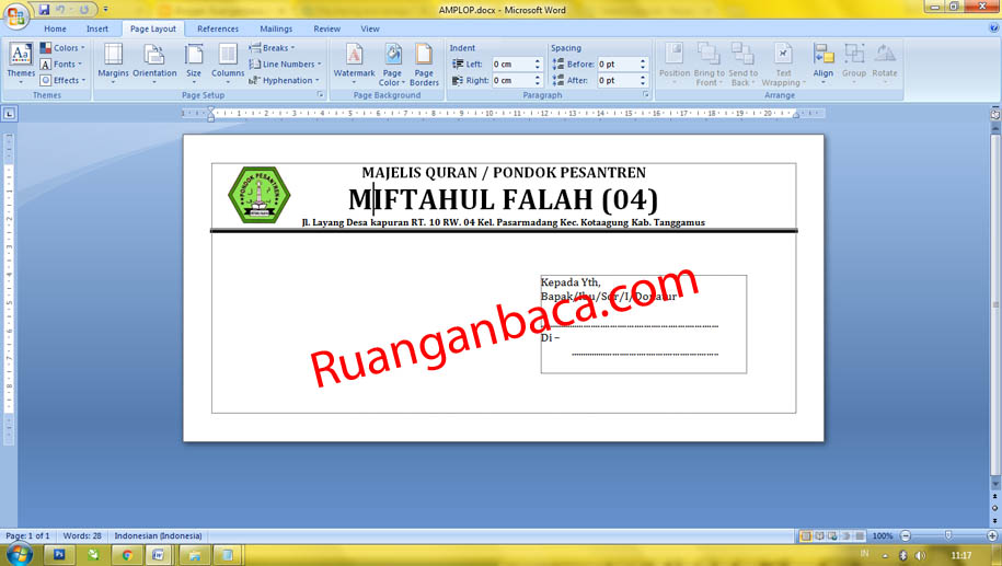 Detail Template Amplop Surat Nomer 33