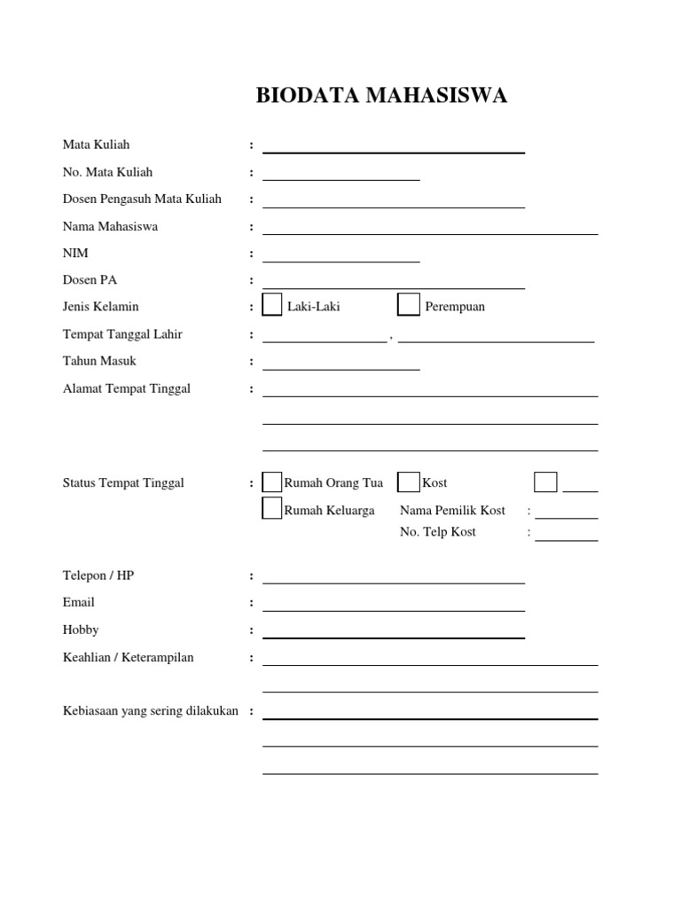 Template Biodata Diri - 54+ Koleksi Gambar