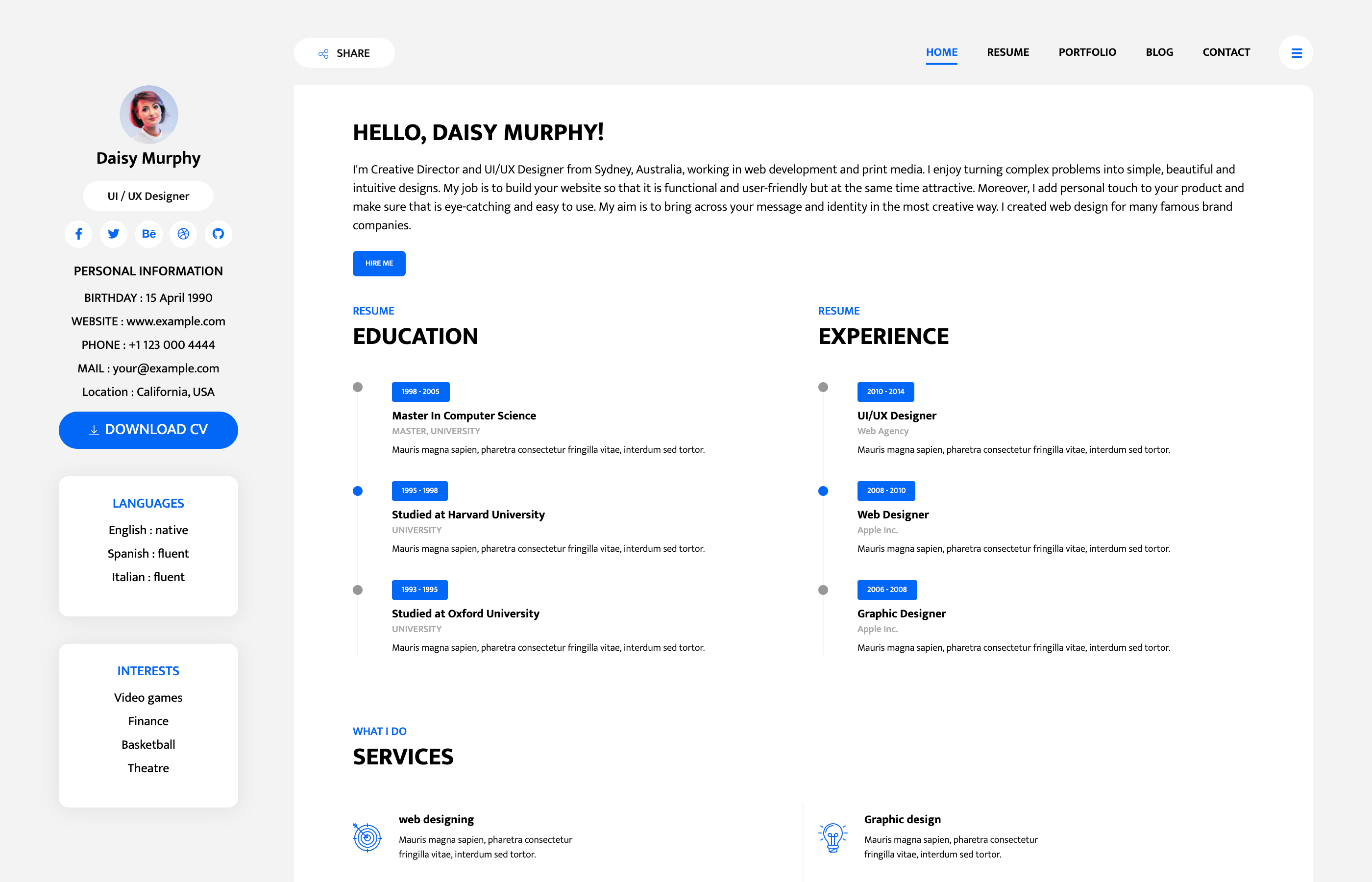 Detail Template Bootstrap Cv Nomer 8