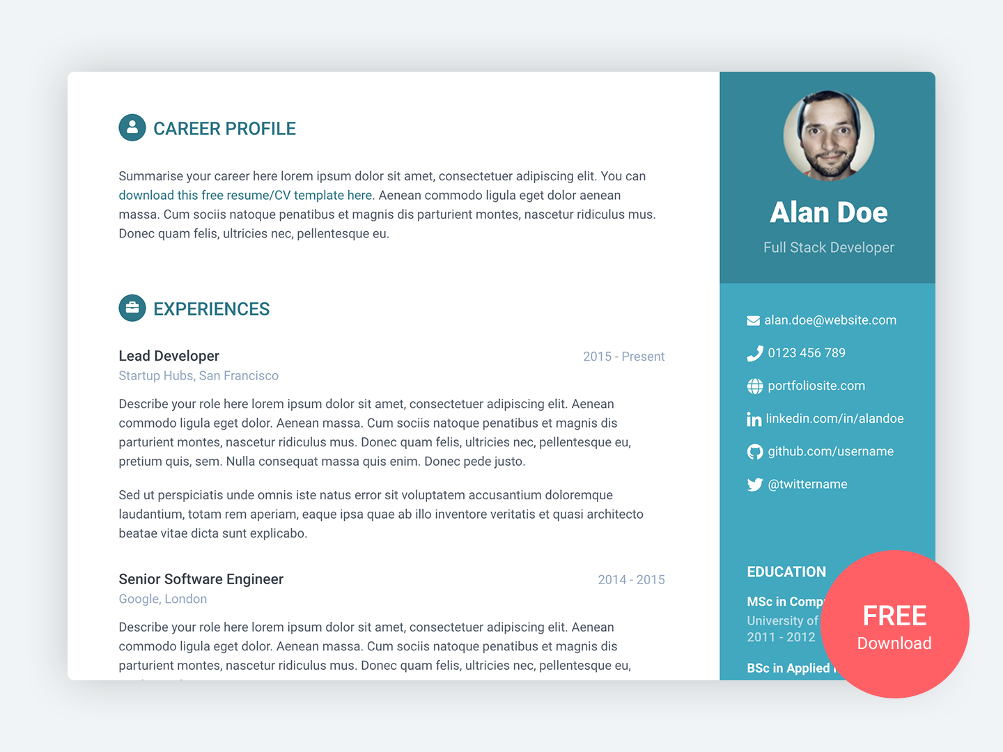 Detail Template Bootstrap Cv Nomer 2