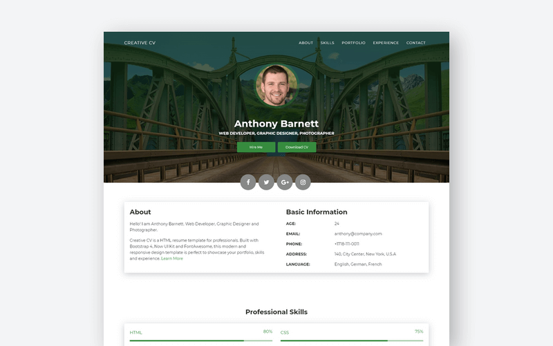 Detail Template Bootstrap Cv Nomer 18