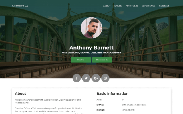 Detail Template Bootstrap Cv Nomer 19