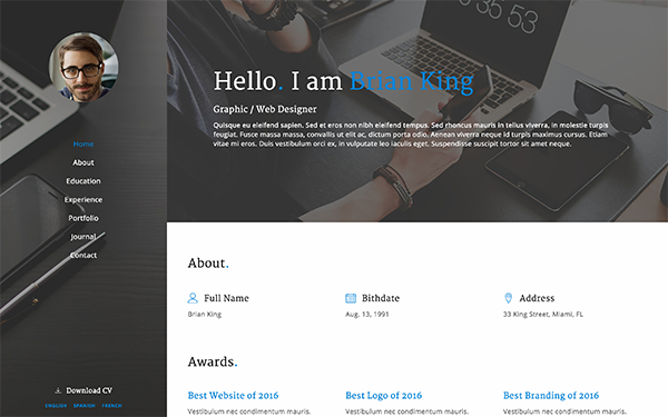 Detail Template Bootstrap Cv Nomer 28