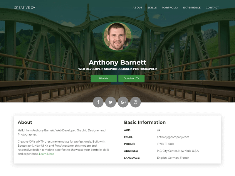 Detail Template Bootstrap Cv Nomer 31