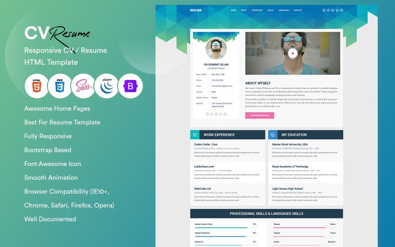 Detail Template Bootstrap Cv Nomer 35