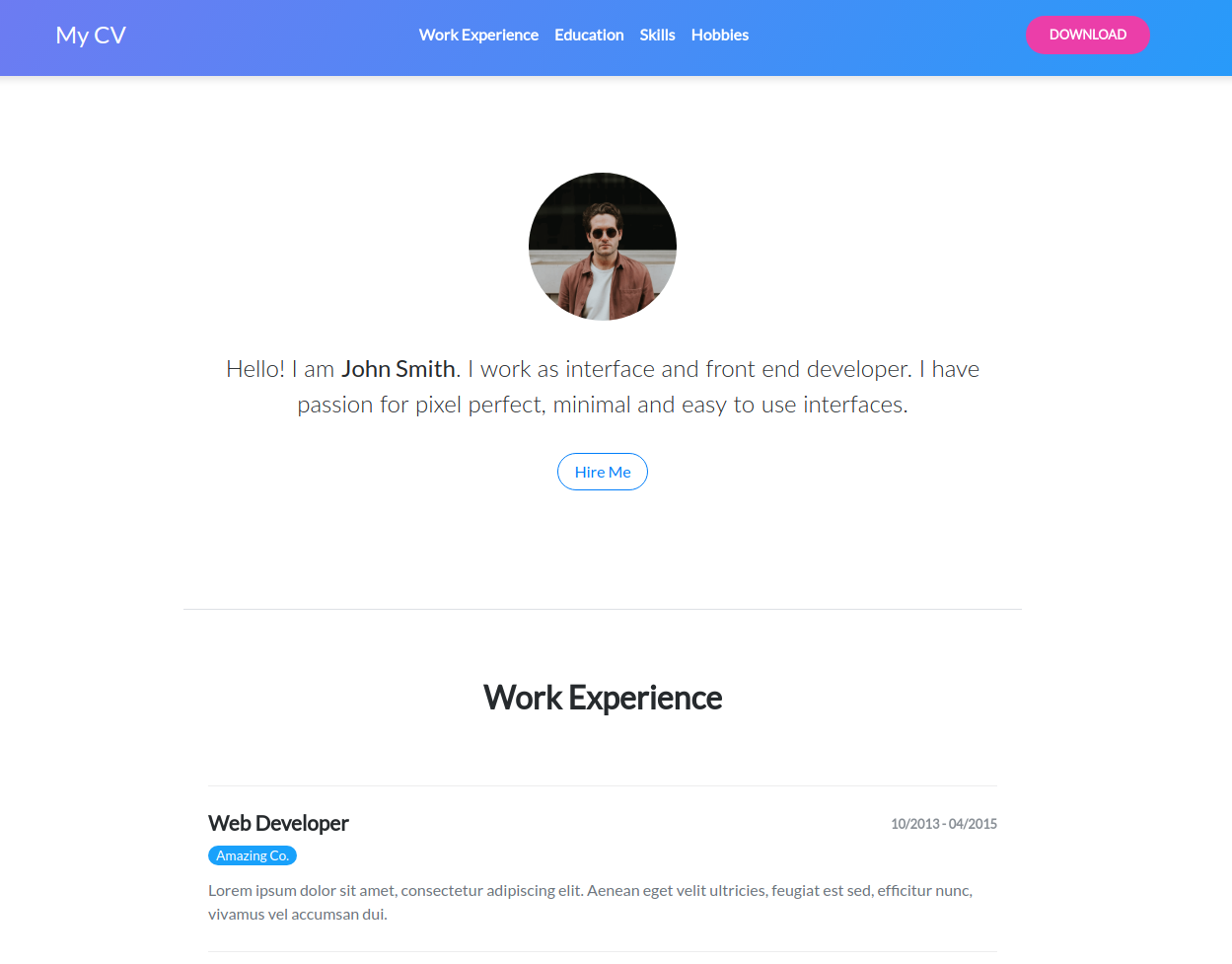 Detail Template Bootstrap Cv Nomer 5