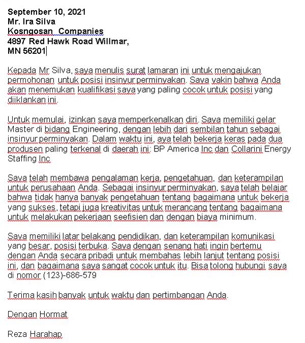 Detail Template Cover Letter Indonesia Nomer 22