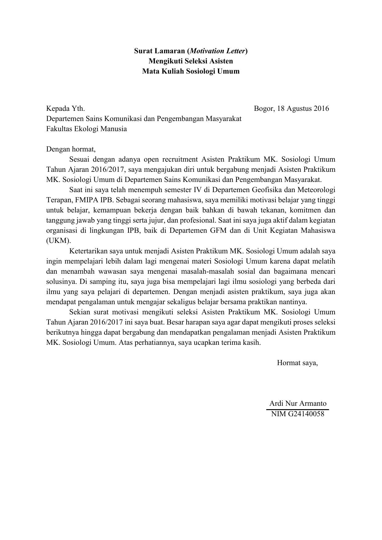 Detail Template Cover Letter Indonesia Nomer 27