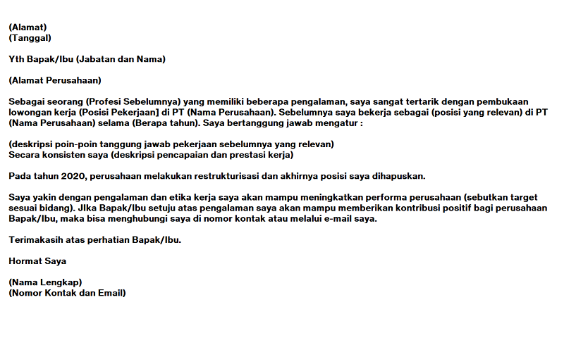 Detail Template Cover Letter Indonesia Nomer 7