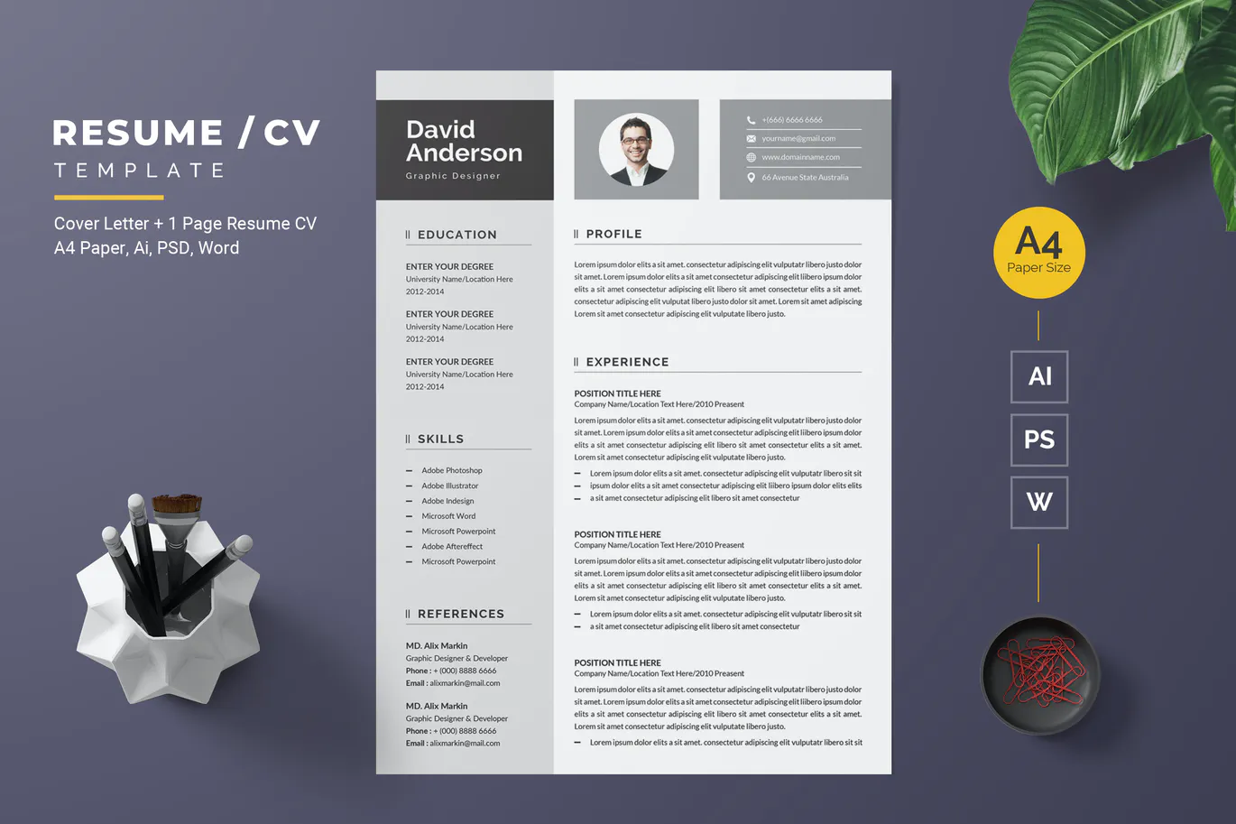 Detail Template Cv Adobe Xd Nomer 36