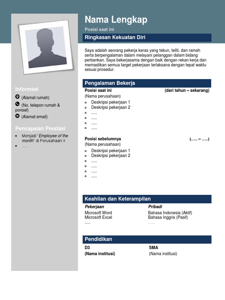 Detail Template Cv Bahasa Indonesia Nomer 3