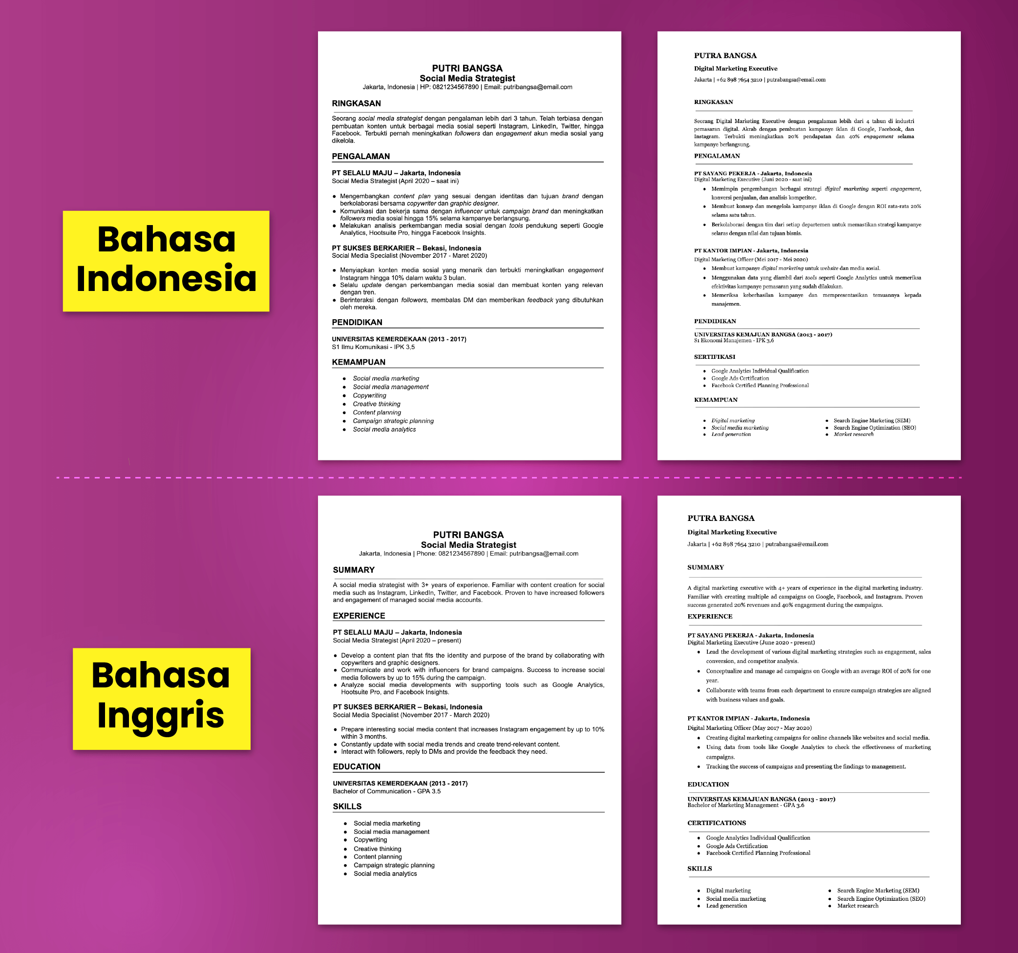 Detail Template Cv Bahasa Indonesia Nomer 46