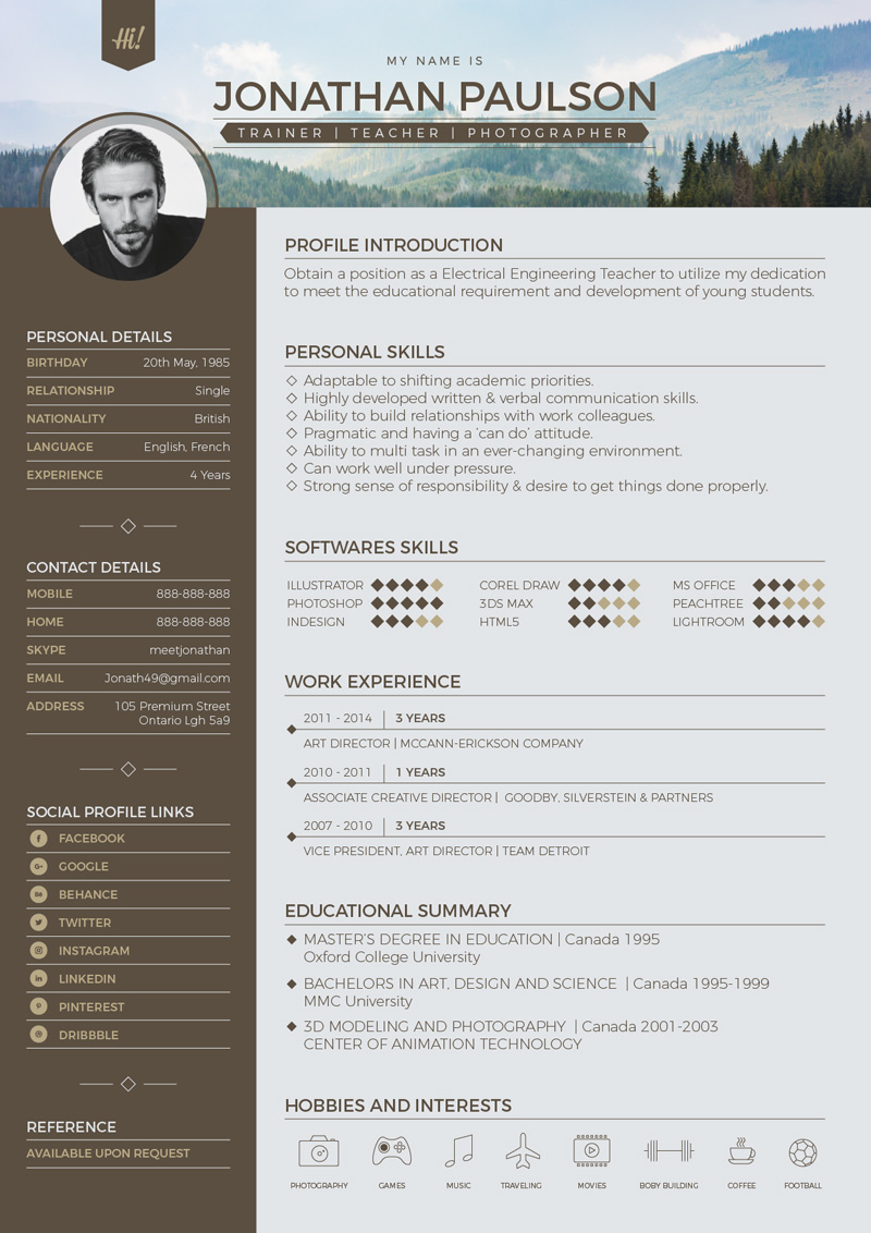 Detail Template Cv Corel Nomer 26