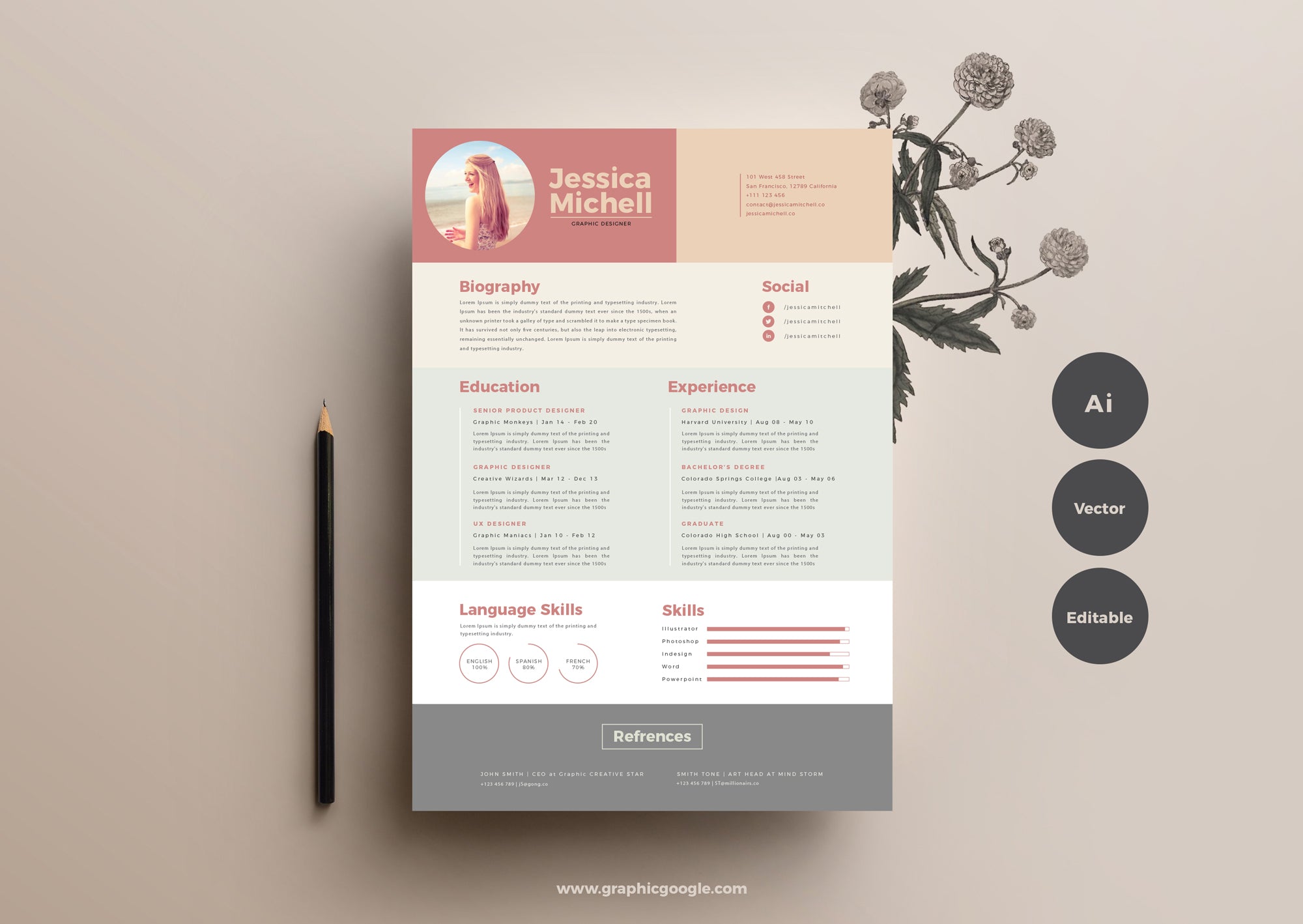 Detail Template Cv Elegant Nomer 10