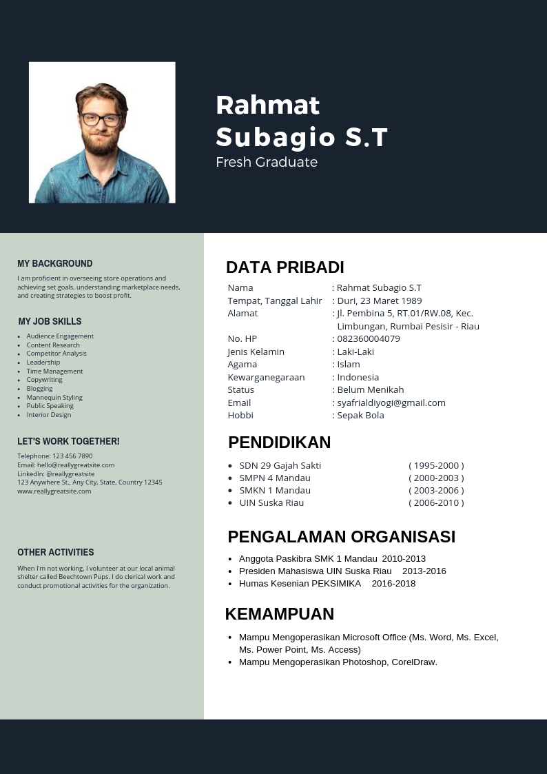 Detail Template Cv Fresh Graduate Word Nomer 20