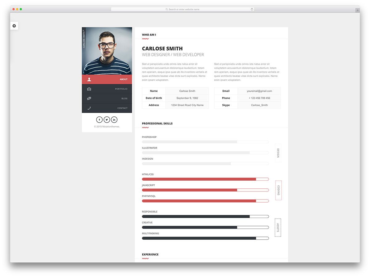 Detail Template Cv Html5 Nomer 2