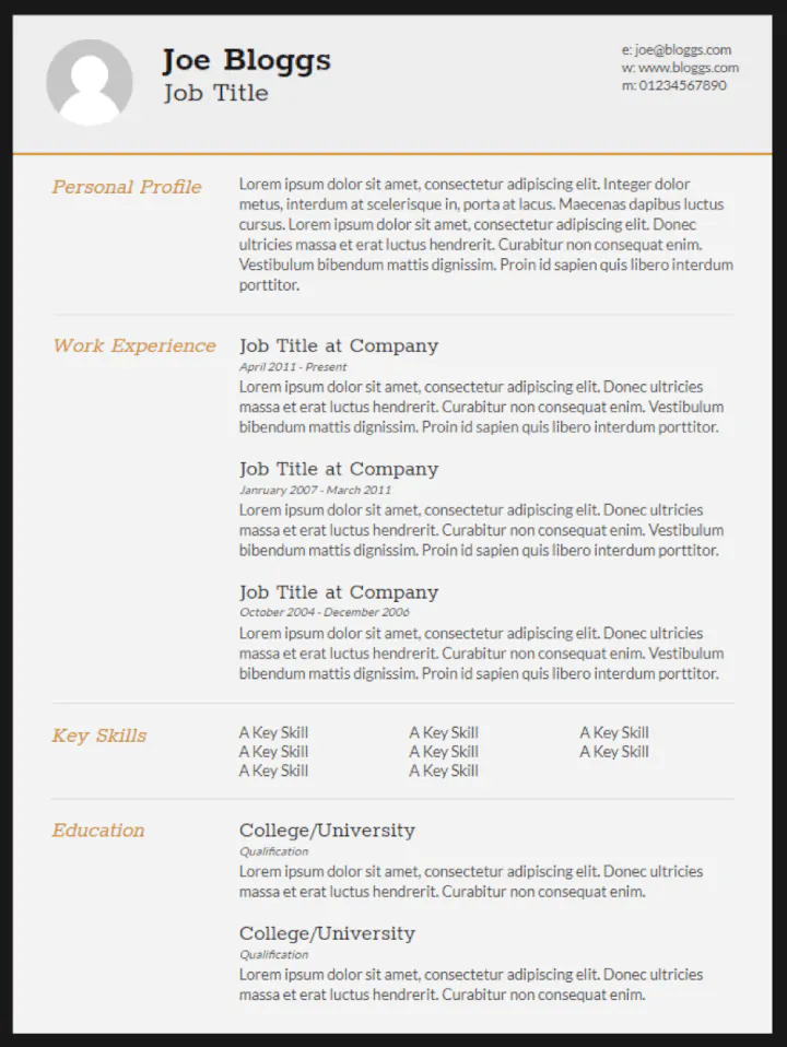 Detail Template Cv Html5 Nomer 12