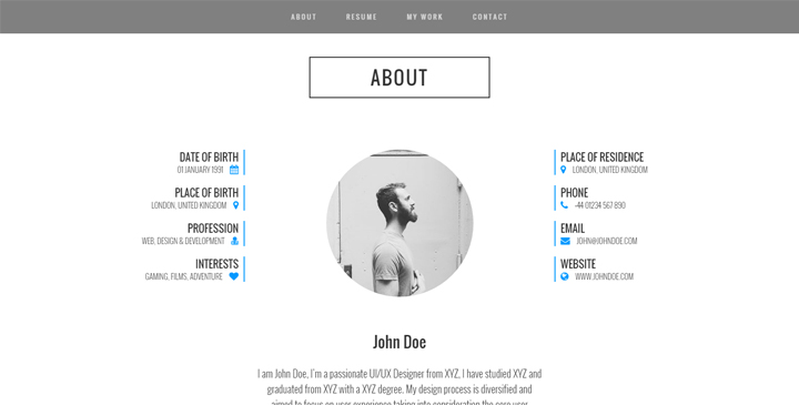 Detail Template Cv Html5 Nomer 23