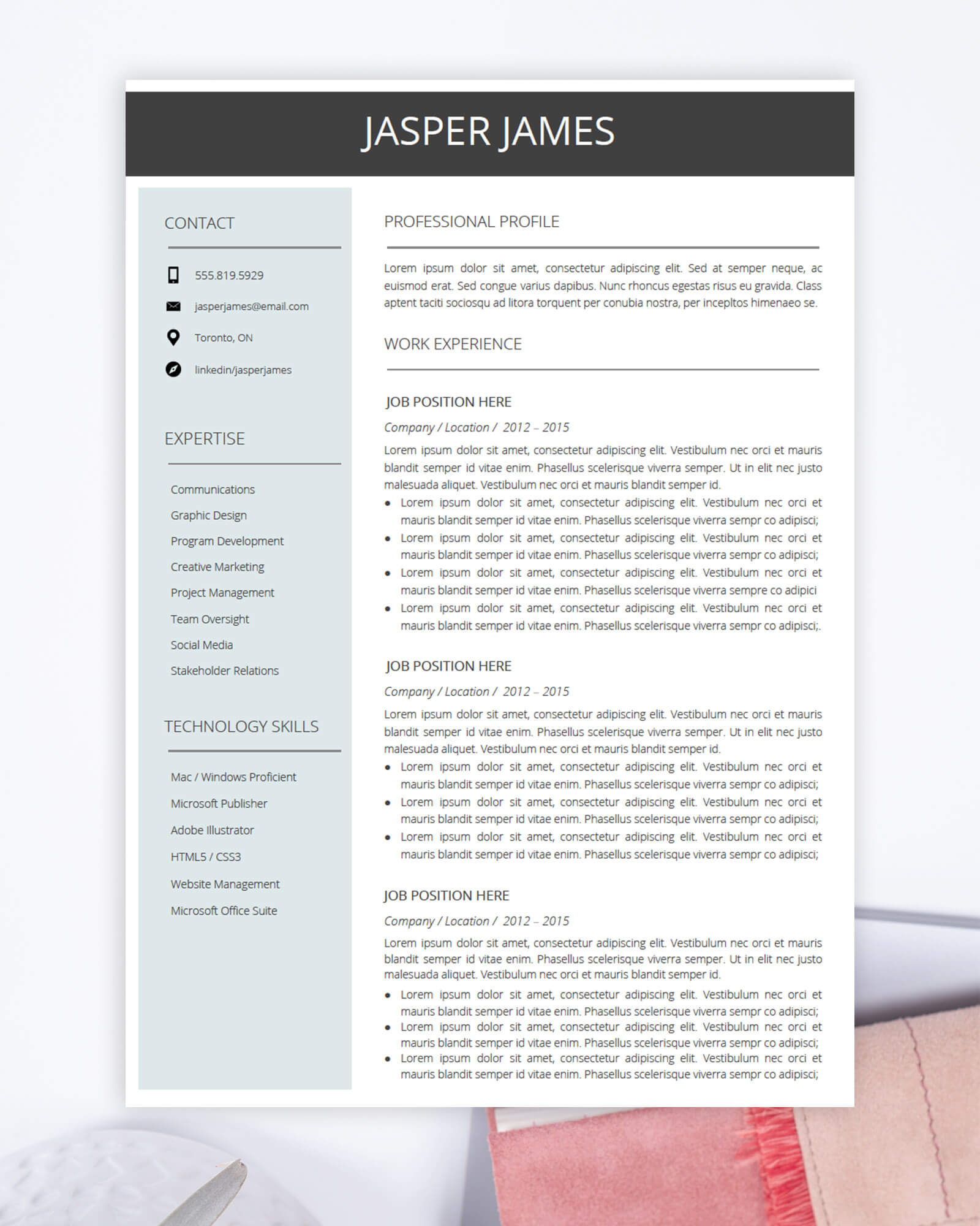 Detail Template Cv Html5 Nomer 28