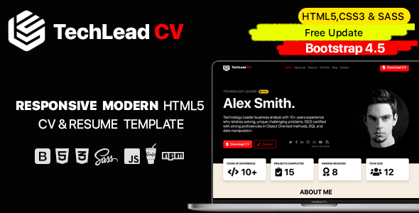 Detail Template Cv Html5 Nomer 38