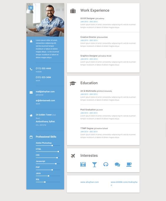 Detail Template Cv Html5 Nomer 41