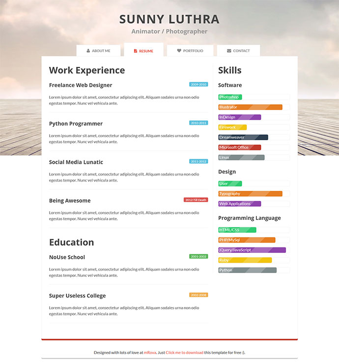 Detail Template Cv Html5 Nomer 42