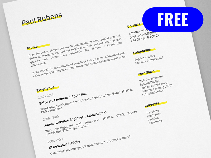 Detail Template Cv Illustrator Nomer 35