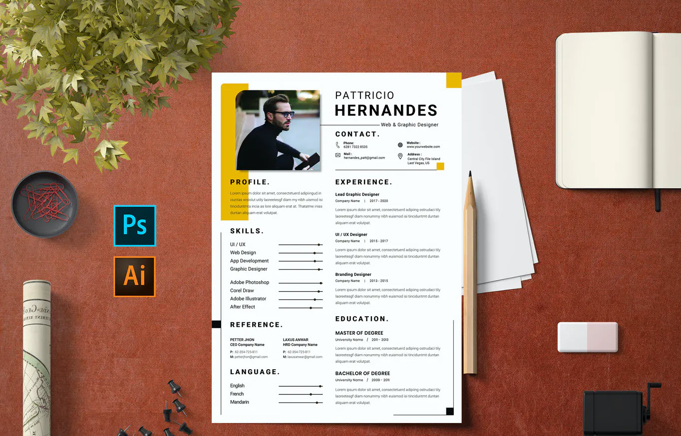 Detail Template Cv Illustrator Nomer 45