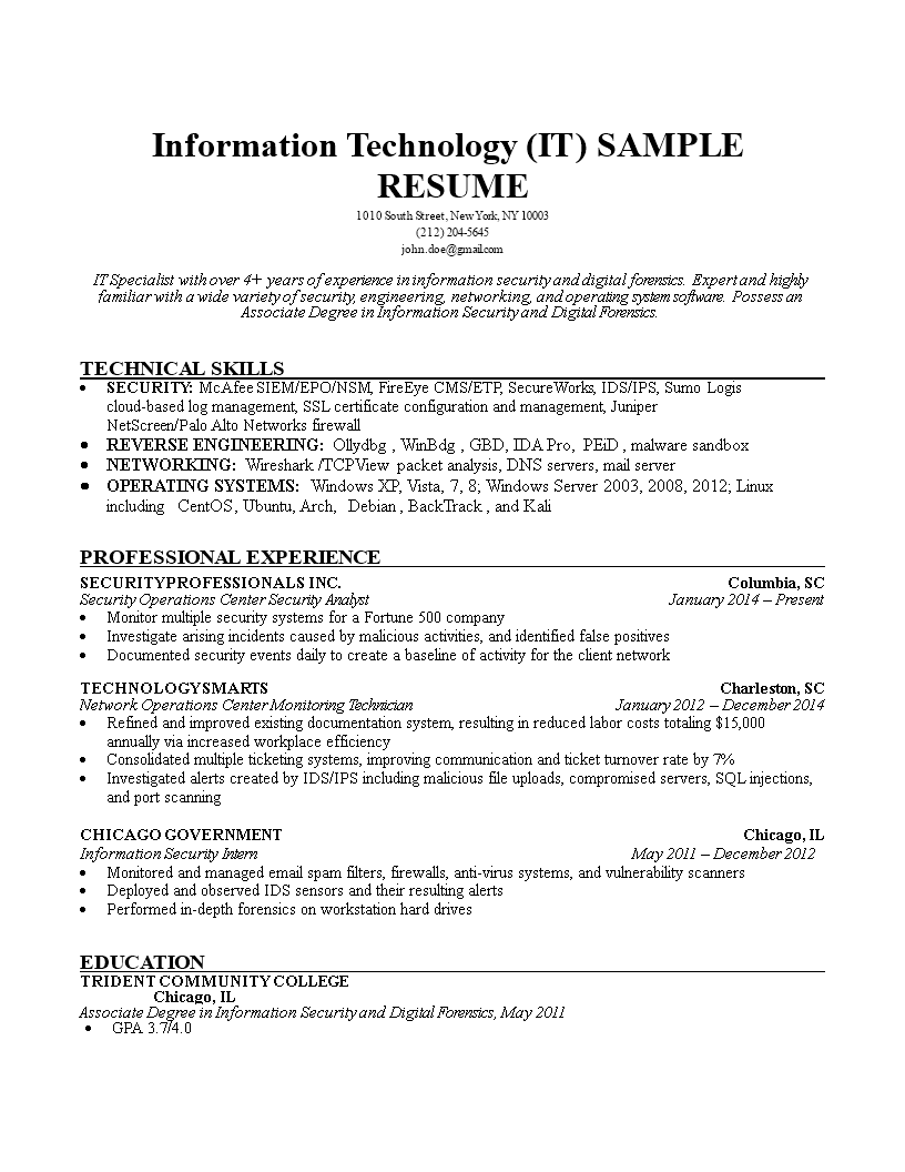 Detail Template Cv Informatique Nomer 44