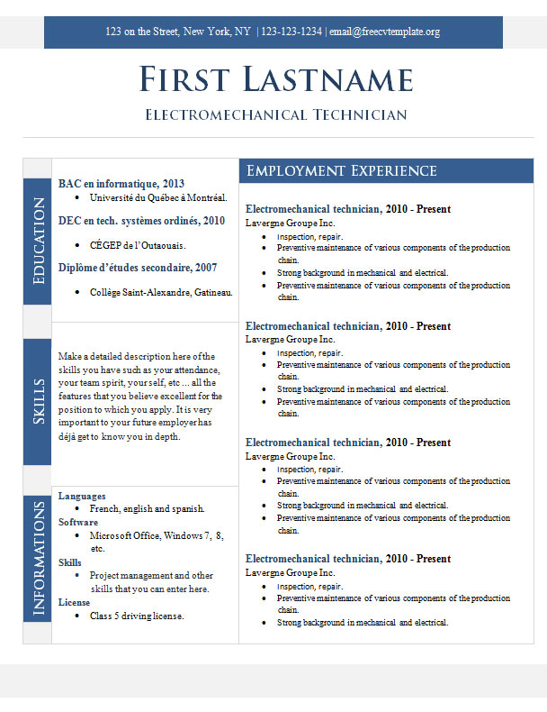 Detail Template Cv Informatique Nomer 46