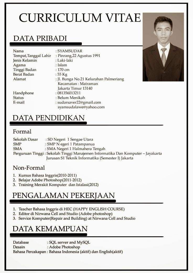 Detail Template Cv Mahasiswa Nomer 18