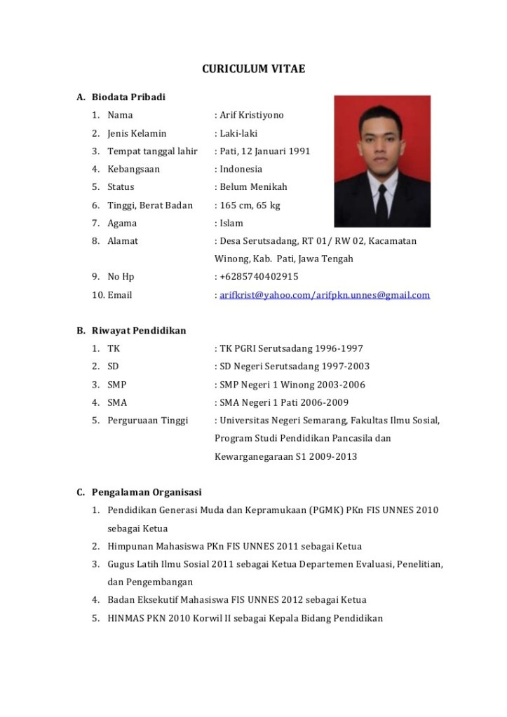 Detail Template Cv Mahasiswa Nomer 32