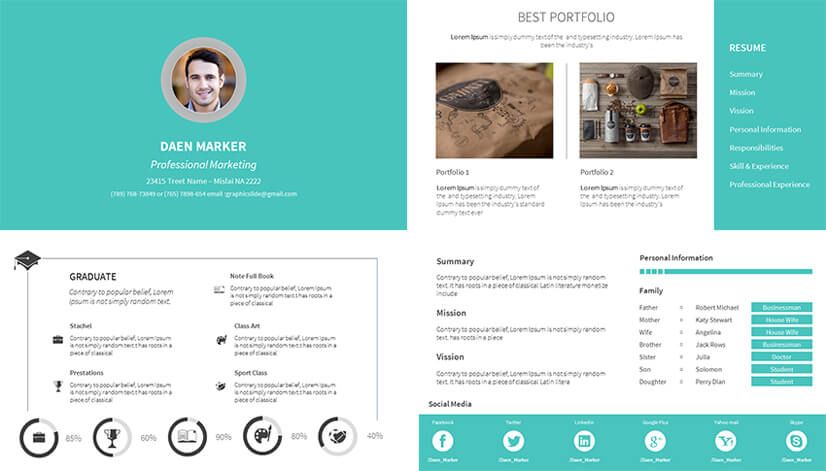 Detail Template Cv Powerpoint Gratis Nomer 12
