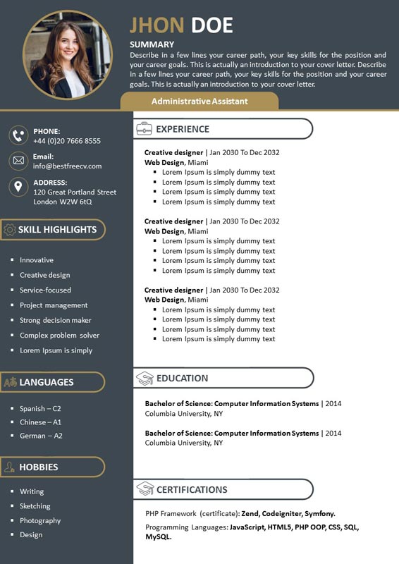 Detail Template Cv Powerpoint Gratis Nomer 19
