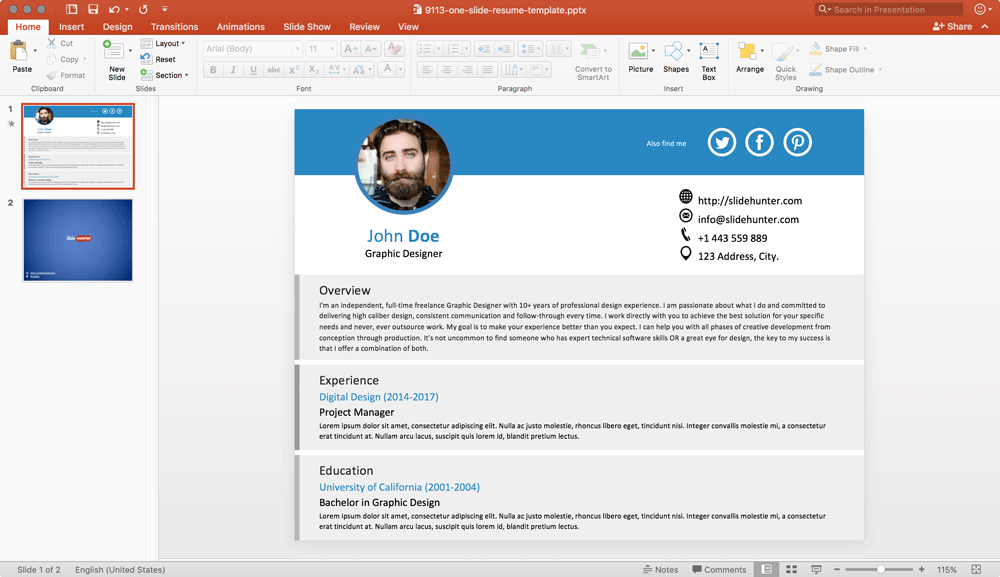 Detail Template Cv Powerpoint Gratis Nomer 45