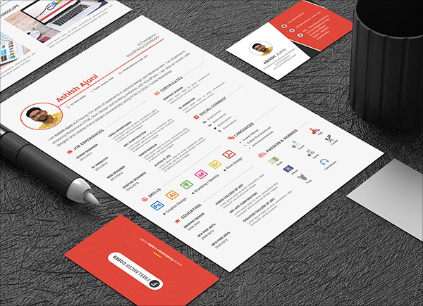 Detail Template Cv Psd Nomer 45