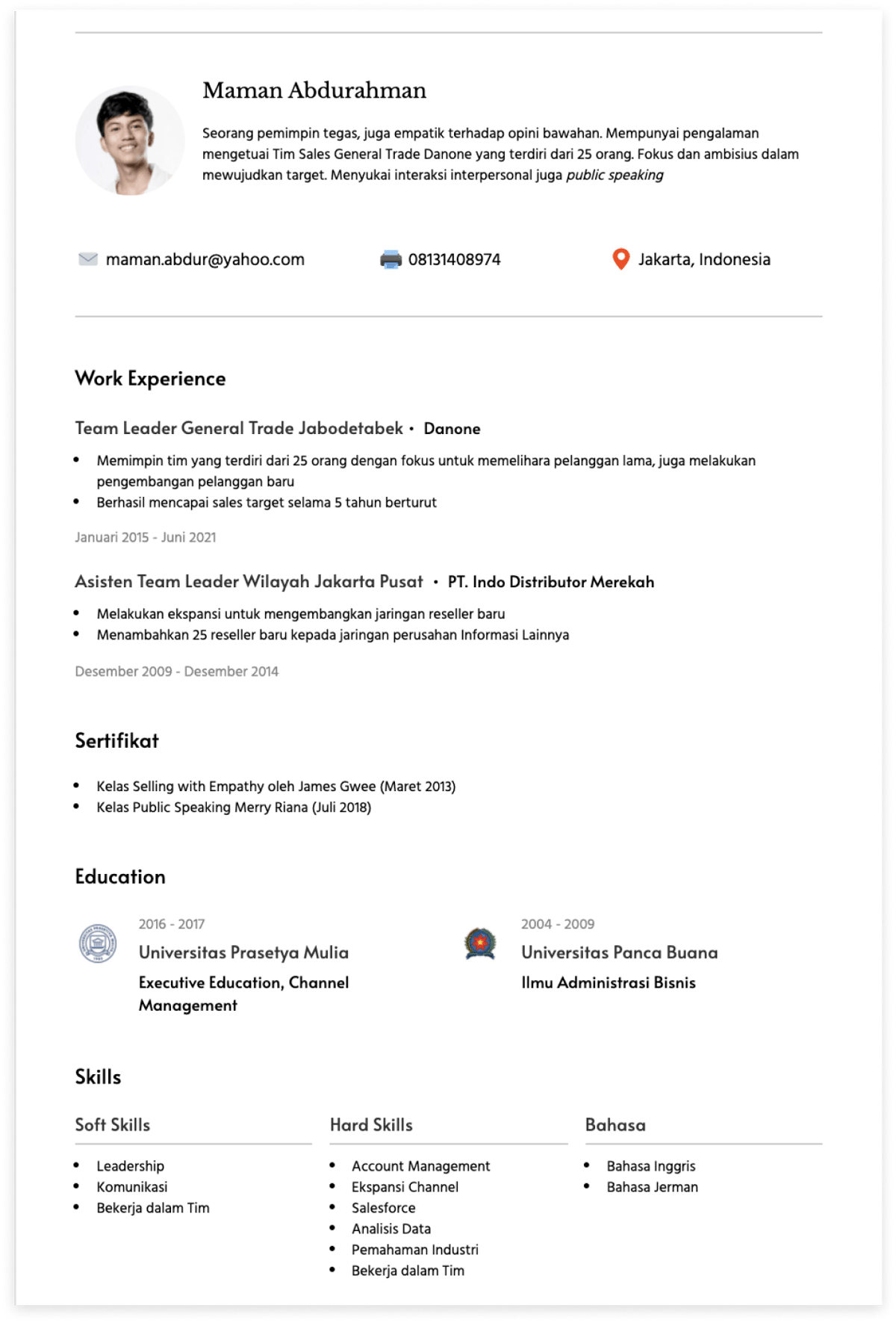 Detail Template Cv Sederhana Nomer 32