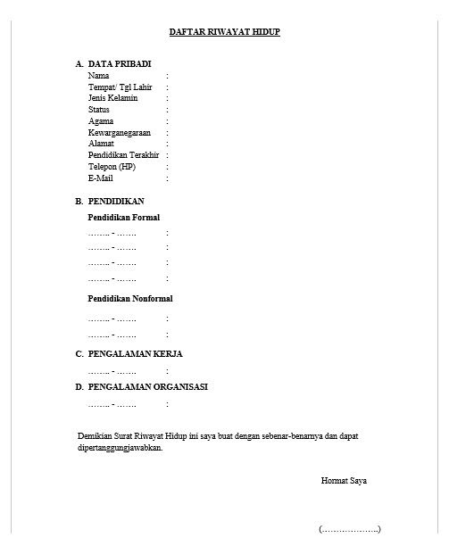 Download Template Cv Sederhana Nomer 40