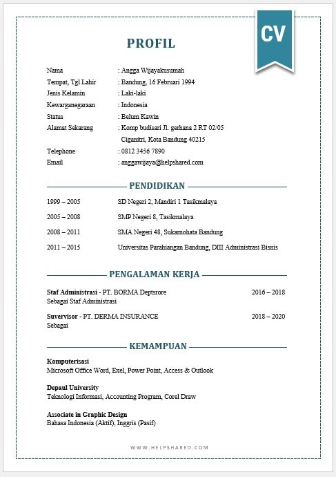 Detail Template Cv Sederhana Nomer 53