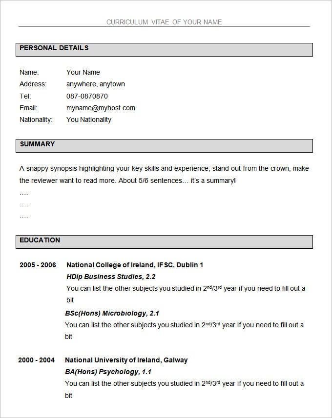 Detail Template Cv Simple Gratis Nomer 27