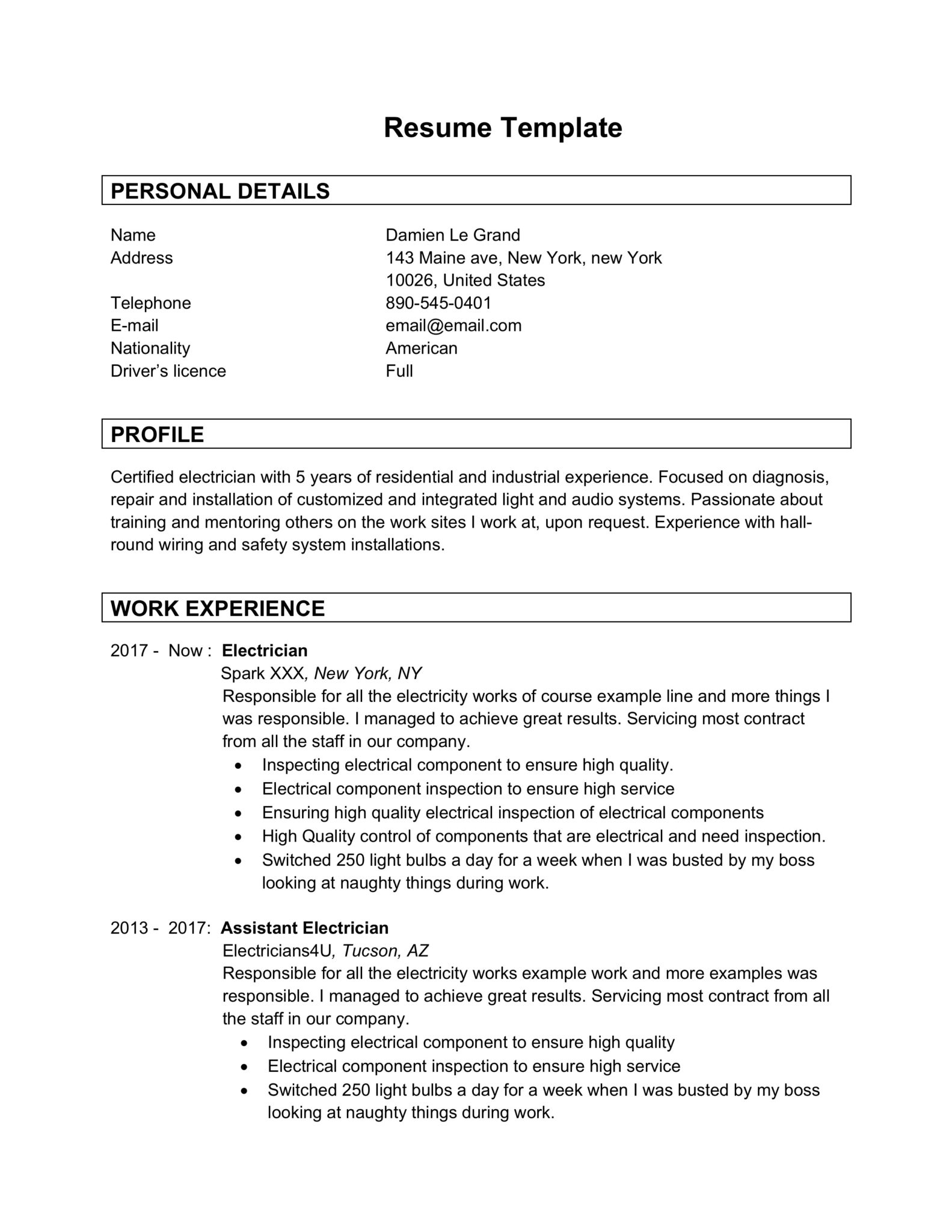 Detail Template Cv Word Simple Nomer 14